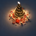 Beautiful Lit Christmas Tree Surrounded By Colorful Wrapped Gifts And Ornaments